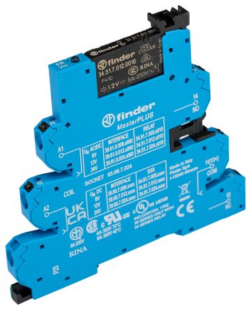 Finder 39 Series Interface Relay, DIN Rail, 12V ac/dc Coil, SPDT, 15mA