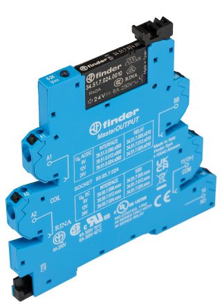 Finder 39 Series Interface Relay, DIN Rail, 24V ac/dc Coil, SPST, 11mA