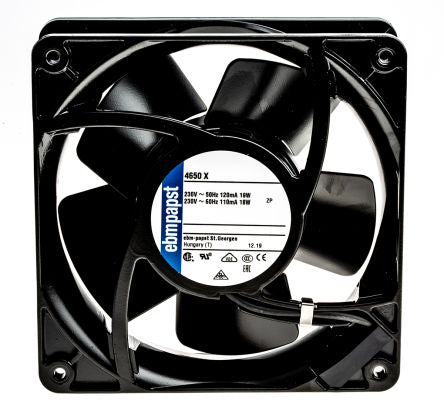 ebm-papst 4000 Series Axial Fan, 230V ac, 160 m³/h, 19 W, IP20 119 mm, 119mm, 38 mm