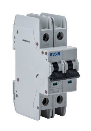 Eaton xEffect xEffect Miniature Circuit Breaker, 2-Pole, 6A, Type C, 415V ac AC, 60 V dc DC, 10 kA Breaking Capacity
