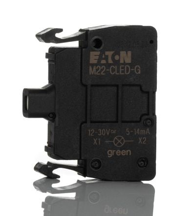 Eaton M22 Series Light Block, 12V ac/dc, 30 V ac/dc, Green Light