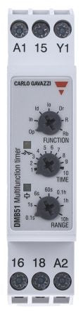 Carlo Gavazzi DMB Series DIN Rail Timer Relay, 2-Contact, 12 to 240 V dc 24V ac, 240 V ac, 0.1 s to 100 h,