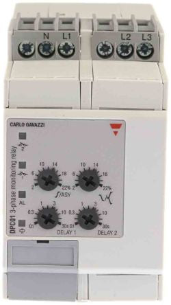 Carlo Gavazzi Monitoring Relay, 3 Phase, 510/793 V ac Monitor Range, SPDT, DIN Rail, 600V ac, 690 V ac 24 V dc