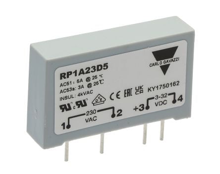 Carlo Gavazzi RP1 Series Solid State Relay, 5 A Load, PCB Mount, 265 V ac Load, 32V dc Control