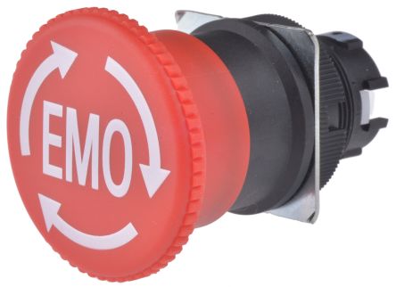 Omron A22E Series Turn Reset Emergency Stop Push Button, Panel Mount, 22 mm Cutout, 2 NC, IP65