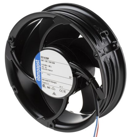 ebm-papst 6300 - S-Force Series Axial Fan, 24V dc, 545 m³/h, 31 W, 0.12 A Max, IP20 119 mm 50.8mm 50.8 mm