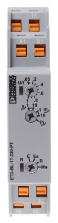 Phoenix Contact ETD-BL-1T-230-PT Series DIN Rail Timer Relay, 2-Contact, 24 V dc 24V ac, 0.05 s to 1 h,