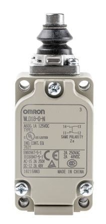 Omron WLD18 Series Plunger Limit Switch, SPST, IP67, Aluminium Housing, 125V ac, 10A