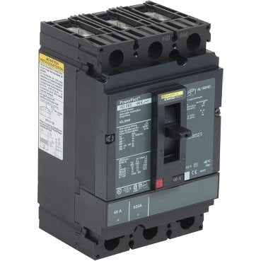 Circuit breaker, PowerPacT H, 40A, 3 pole, 600VAC, 14kA, lugs, thermal magnetic, 80%, rotary handle, red extended (Circuit breaker PowerPacT H) is a Schneider Electric product. Designed for reliable performance and long service life. Available across Iraq — contact us for pricing and delivery options.