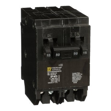 Tandem circuit breaker, Homeline, 2 x 1 pole at 15A, 1 x 2 pole at 50A, 120/240VAC, 10kA AIR, plug in, UL (Tandem circuit breaker Homeline) is a Schneider Electric product. Designed for reliable performance and long service life. Available across Iraq — contact us for pricing and delivery options.
