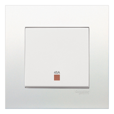 Double Pole Switch, Vivace, 45A, 250V, 1 gang, with neon indicator, white (Double Pole Switch Vivace) is a Schneider Electric product. Designed for reliable performance and long service life. Available across Iraq — contact us for pricing and delivery options.
