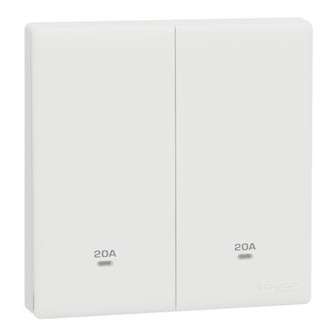 Switch, Vivace E, 2 pole, 1 way, 20A, 250V, 2 gangs, with LED, white (Switch Vivace E) is a Schneider Electric product. Designed for reliable performance and long service life. Available across Iraq — contact us for pricing and delivery options.