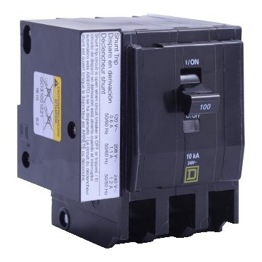 Mini circuit breaker, QO, 100A, 3 pole, 120/240VAC, 22kA, plug in, AC shunt (Mini circuit breaker QO) is a Schneider Electric product. Designed for reliable performance and long service life. Available across Iraq — contact us for pricing and delivery options.