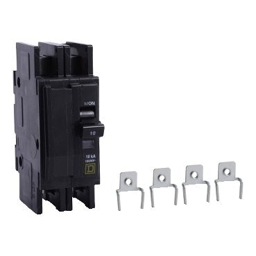 Mini circuit breaker, QOU, 10A, 2 pole, 120/240 VAC, 10kA, field reversible lugs, mounting foot (Mini circuit breaker QOU) is a Schneider Electric product. Designed for reliable performance and long service life. Available across Iraq — contact us for pricing and delivery options.