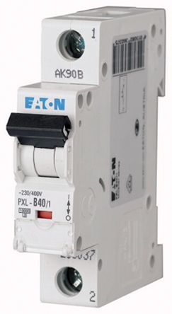 Eaton xPole PXL Miniature Circuit Breaker, 1-Pole, 40A, Type D, 400V ac AC, 48 V dc DC, 10 kA Breaking Capacity