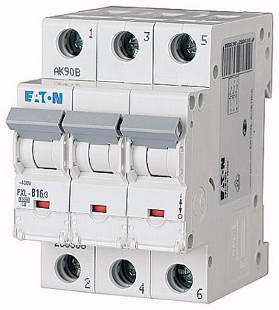 Eaton xPole PXL Miniature Circuit Breaker, 3-Pole, 16A, Type B, 400V ac AC, 48 V dc DC, 10 kA Breaking Capacity