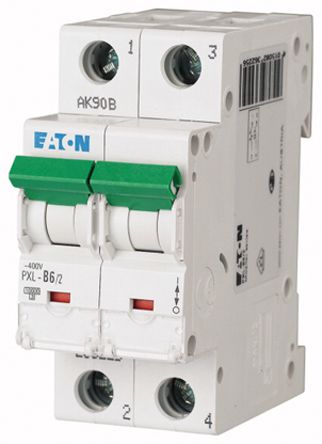 Eaton xPole PXL Miniature Circuit Breaker, 2-Pole, 6A, Type C, 400V ac AC, 48 V dc DC, 10 kA Breaking Capacity