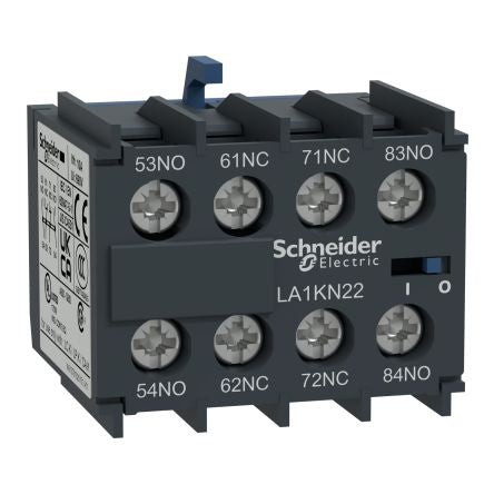 Schneider Electric Auxiliary Contact, 4 Contact, 2 NC/2 NO, LA1K, Front, 10 A, 600V ac, LA1KN22