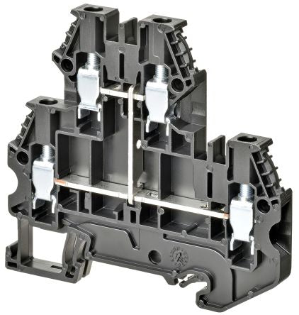 Omron XW5TS40112V XW5T Series DIN Rail Terminal Block Black, 4mm², 2-Level, Screw