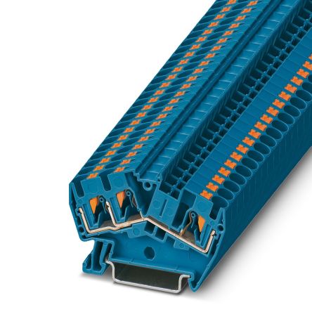 Phoenix Contact 3213605 PTS 4-TWIN BU Series Feed Through Terminal Block Blue, 1-Level, Push-in