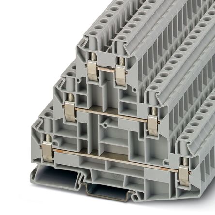 Phoenix Contact 3046703 UT 6-3L Series Multi Level Terminal Block Grey, 0.2mm², 10 mm², Screw