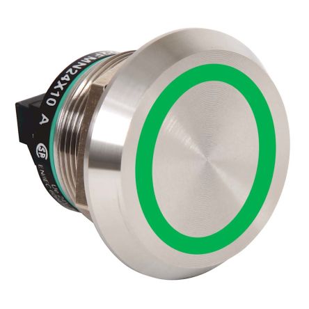 Allen Bradley 800K Series Illuminated Push Button Switch, Flush, Momentary, Panel, 22 mm Cutout, SPST, Green LED, 24 V