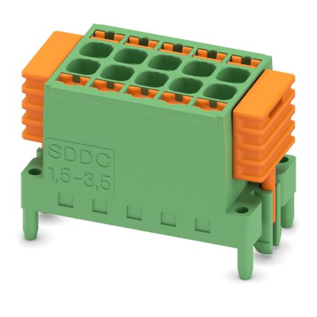 Phoenix Contact SDDC 1.5/5-PV-3.5 Series PCB Terminal Block, 5-Contact, 3.5 mm Pitch, 2 Row, 1848671