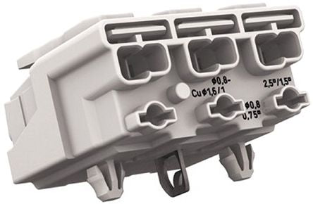 WAGO 294 Series Snap-in Power Supply Connector Female Push-in, 3-Pole, 24A, 3-Way