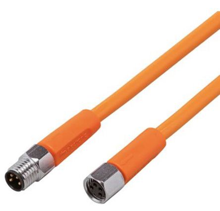 ifm electronic Female 4 way M8 to Male 4 way M8 Sensor Actuator Cable, 5 m