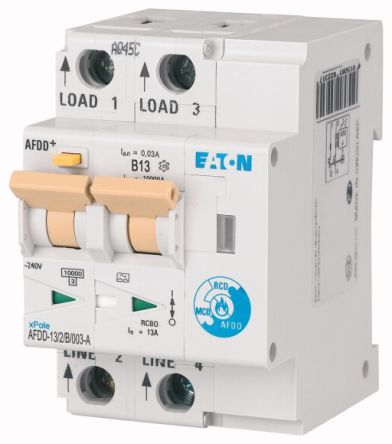 Eaton Residual Current Device, 13 A Current Rating, 2-Pole, 30 mA Trip Sensitivity, Type B, AFDD Range, AFDD Range