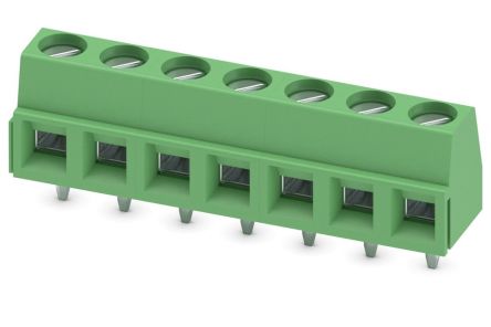 Phoenix Contact MKDSN 1.5/7-5.08 Series Straight Wave Soldering Mount PCB Terminal Block, 7 Contact(s), 5.08 mm Pitch, 1