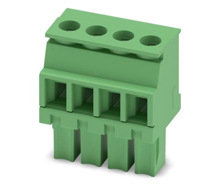 Phoenix Contact MCVW 1.5/4-ST-3.81 Series Pluggable Terminal Block, 4-Contact, 3.81 mm Pitch, 1 Row
