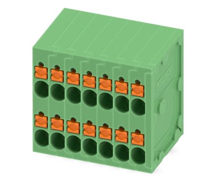 Phoenix Contact SPTD 1.5/7-H-3.5 Series Pluggable Terminal Block, 14-Contact, 3.5 mm Pitch, 2 Row