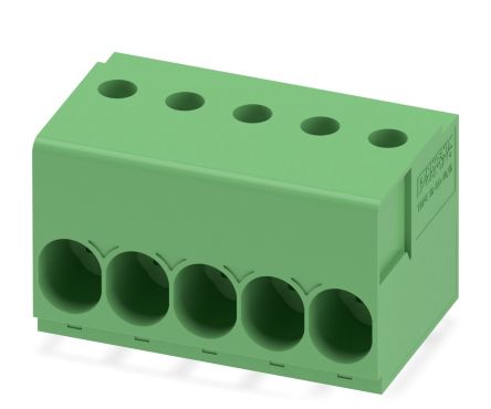 Phoenix Contact TDPT 16/ 5-SC-10.16-ZB Series PCB Terminal Block, 5-Contact, 10.16 mm Pitch, Wave Soldering Mount, 1 Row