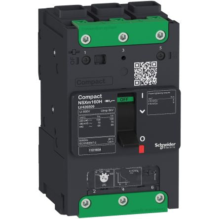 Schneider Electric, ComPact, Compact NSXm Molded Case Circuit Breaker 3-Pole 50A, Breaking Capacity 70 kA, Clip-on