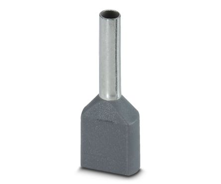 Phoenix Contact Insulated Crimp Bootlace Ferrule, 8 mm Pin Length, 1.8 mm Pin Diameter, Grey to 18 AWG Wire Size