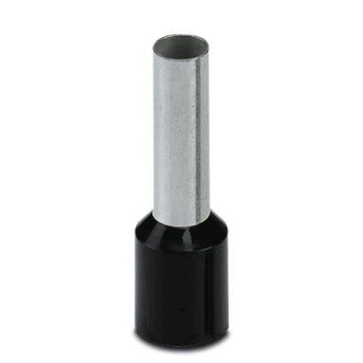 Phoenix Contact Insulated Crimp Bootlace Ferrule, 12 mm Pin Length, 3.5 mm Pin Diameter, Black to 10 AWG Wire Size