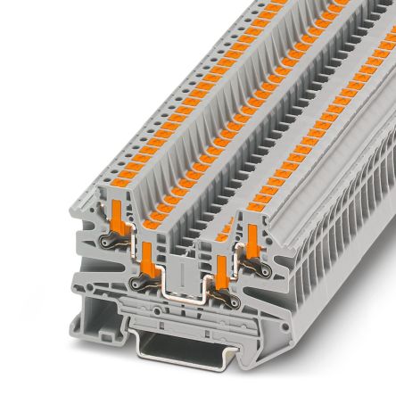 Phoenix Contact 1078999 PTV Series Feed Through Terminal Block Grey, 1-Level, Push-in, IECEx/ATEX