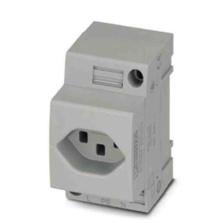 Phoenix Contact Switzerland Mains Socket Grey, 16A, DIN Rail Polyamide, 250V, Screw