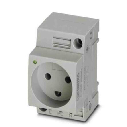 Phoenix Contact Denmark Mains Socket Grey, 16A, DIN Rail Polyamide, 250V, Screw
