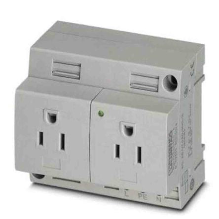 Phoenix Contact USA Mains Socket Grey, 15A, DIN Rail Polyamide, 125V, Screw
