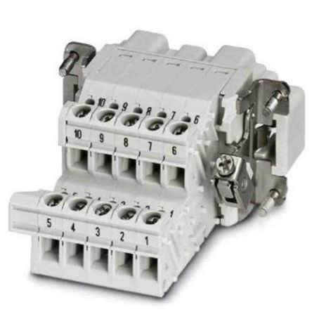 Phoenix Contact Heavy Duty Power Connector, DIN Rail, Push-in, 10 Way, 16A, HC Male, 500V