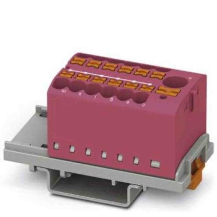 Phoenix Contact Distribution Block, 13 Way, 690V, 24A, Pink