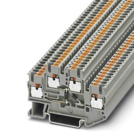 Phoenix Contact 3213221 PTTB Series Component Terminal Block Grey, 0.14mm², 4 mm², 2-Level, Push-in
