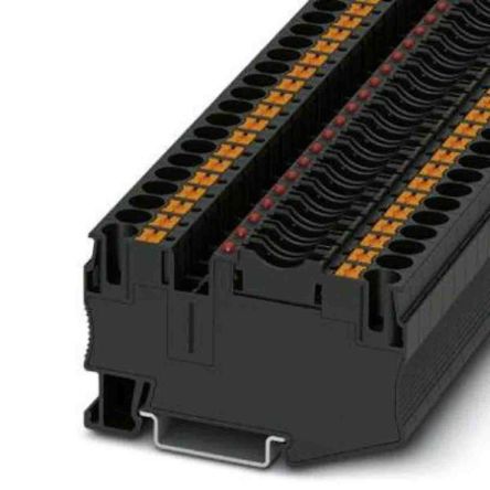 Phoenix Contact 3212169 PT Series Fuse Modular Terminal Block Black, 0.5mm², 10 mm², 1-Level Fused, Push-in