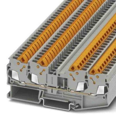 Phoenix Contact 3206446 QTC 2.5 Series Feed Through Terminal Block Grey, 0.5mm², 2.5 mm², 1-Level, Quick Connect