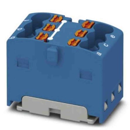 Phoenix Contact Distribution Block, 6 Way, 450V, 17.5A, Blue