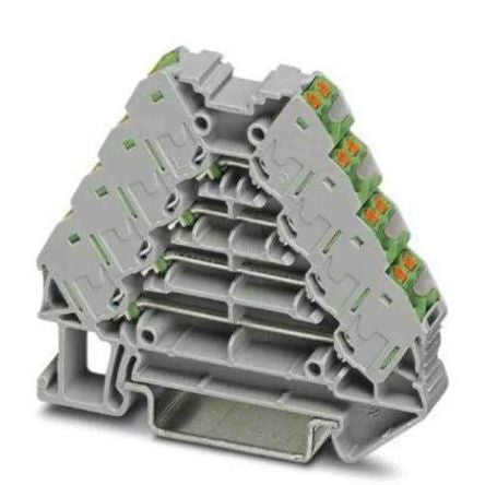 Phoenix Contact 3270122 PTRV Series DIN Rail Terminal Block Grey, 0.14mm², 2.5 mm², 4-Level, Push-in