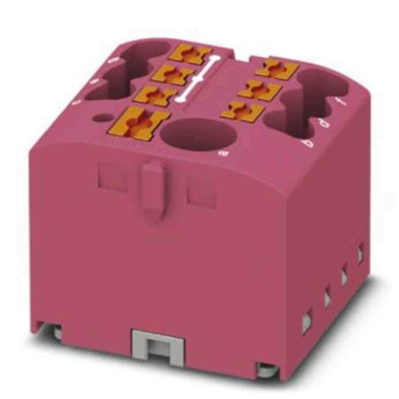 Phoenix Contact Distribution Block, 7 Way, 450V, 24A, Pink