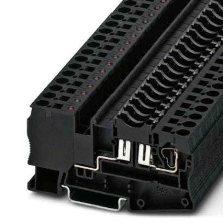 Phoenix Contact 3035250 ST Series Fuse Modular Terminal Block Black, 0.08mm², 6 mm², 1-Level Fused, Spring Cage